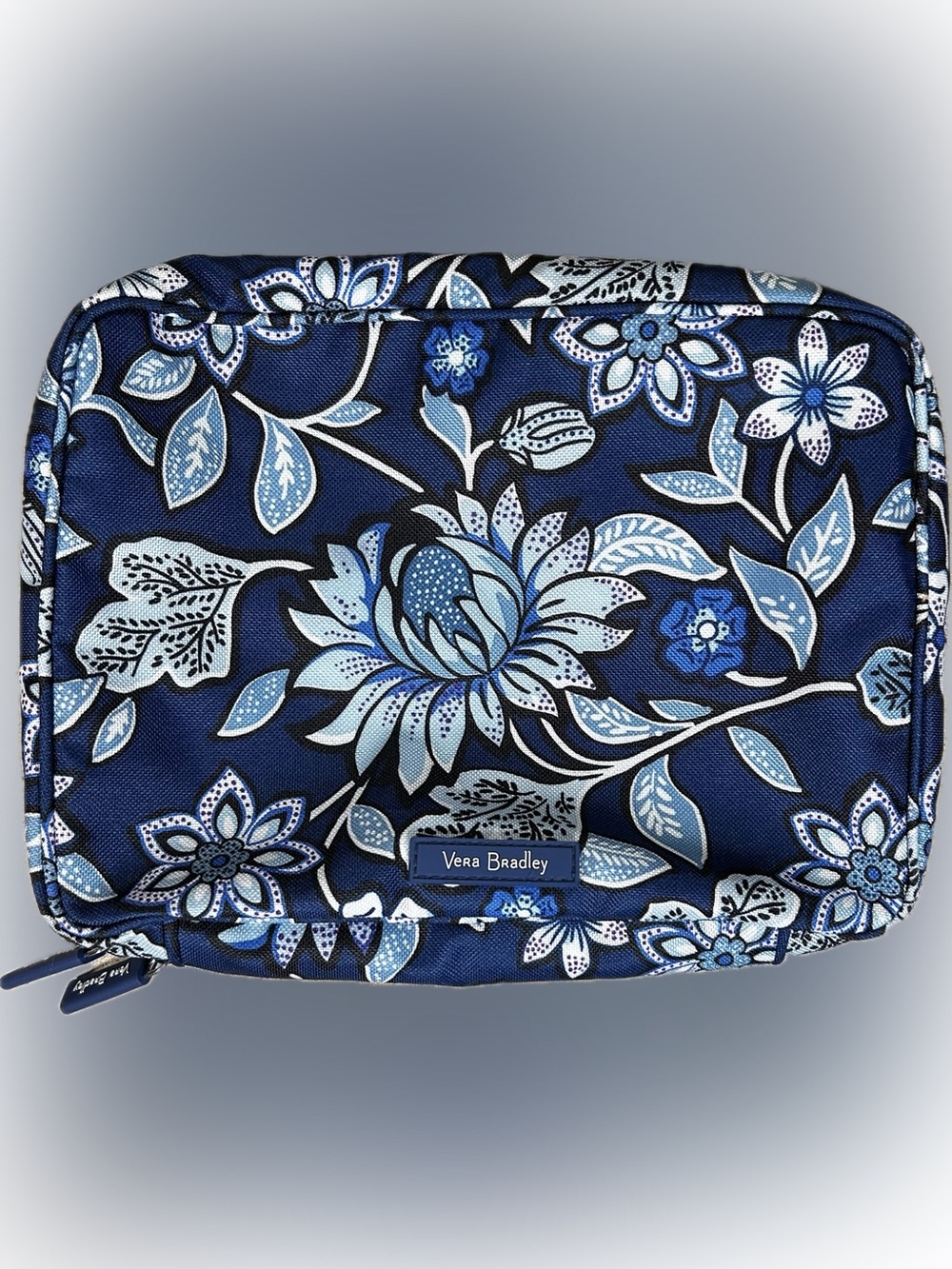 Vera Bradley double-zip travel organizer/cosmetic case featuring a blue floral